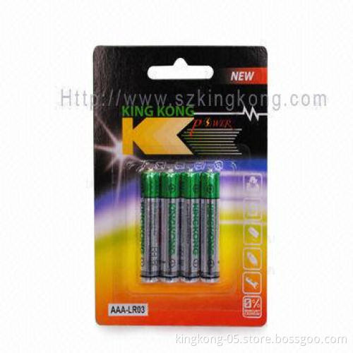AAA Lr03 Alkaline Batteries with 130mins Blister Card